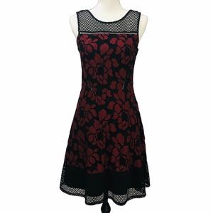 Dual Tone Lace Cocktail Dress Black Red Size M